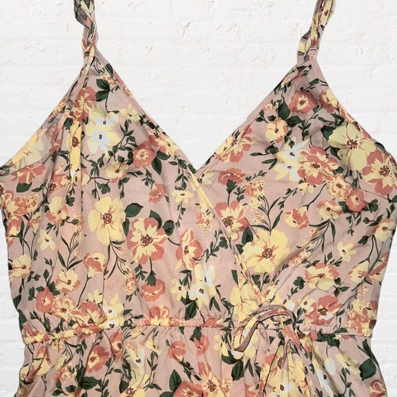 B.O.G Collection Pants - BOG Collective Jumpsuit Womens L Boho‎ Floral Surplice Sleeveless Pink Blush